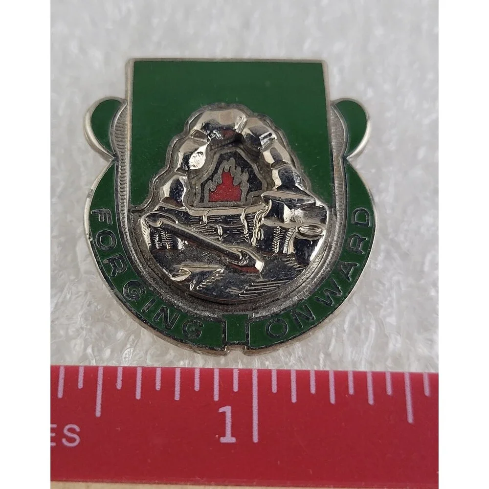 US Military 123rd Support Battalion Insignia Pin - Forging Onward